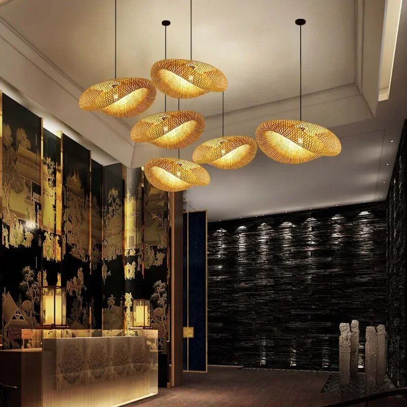 Elegant Bamboo Hand-Woven LED Pendant Light