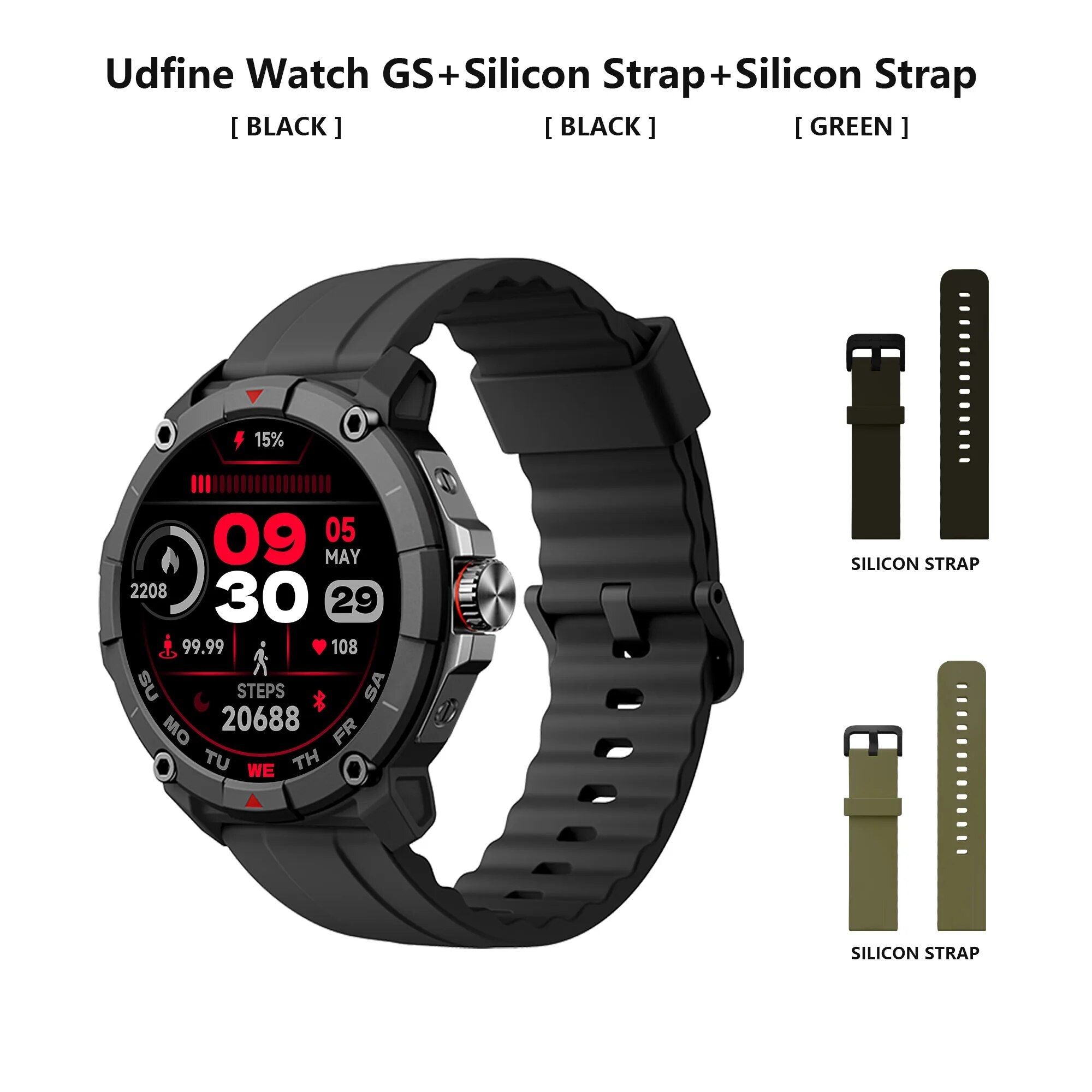 1.38" Amoled HD Display GPS Smartwatch: 50M Waterproof, Bluetooth Calling & Alexa for Men and Women with Double Straps