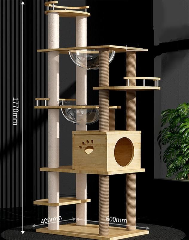 Luxury 5-Tier Wooden Cat Tower