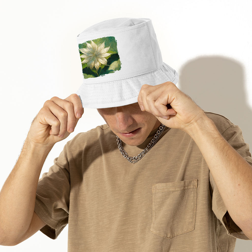 Artificial Dahlia Flower Bucket Hat - Flower Hat - Printed Bucket Hat