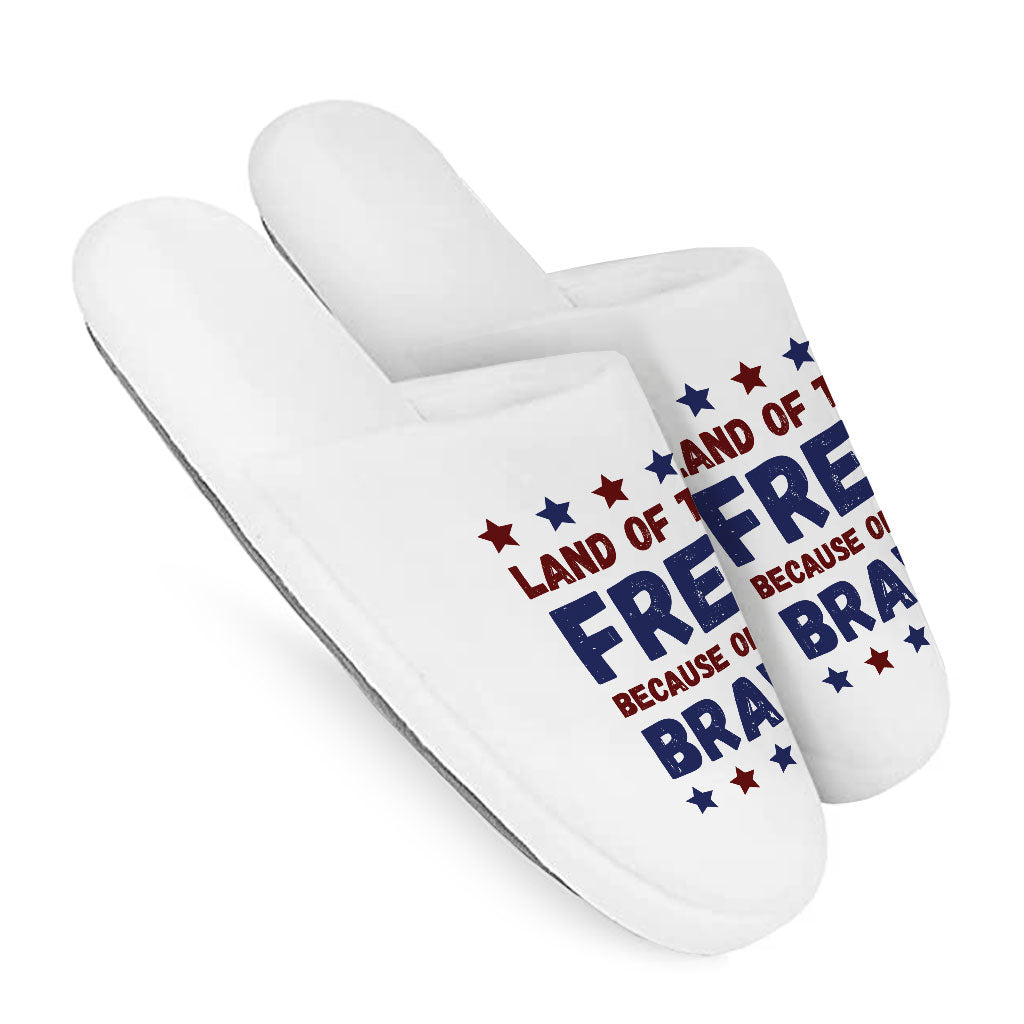 Land Of the Free Memory Foam Slippers - Patriotic Slippers - Best Print Slippers