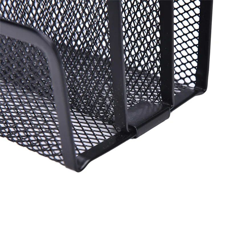 Sleek Black Metal Mesh Desk Organizer & Letter Sorter