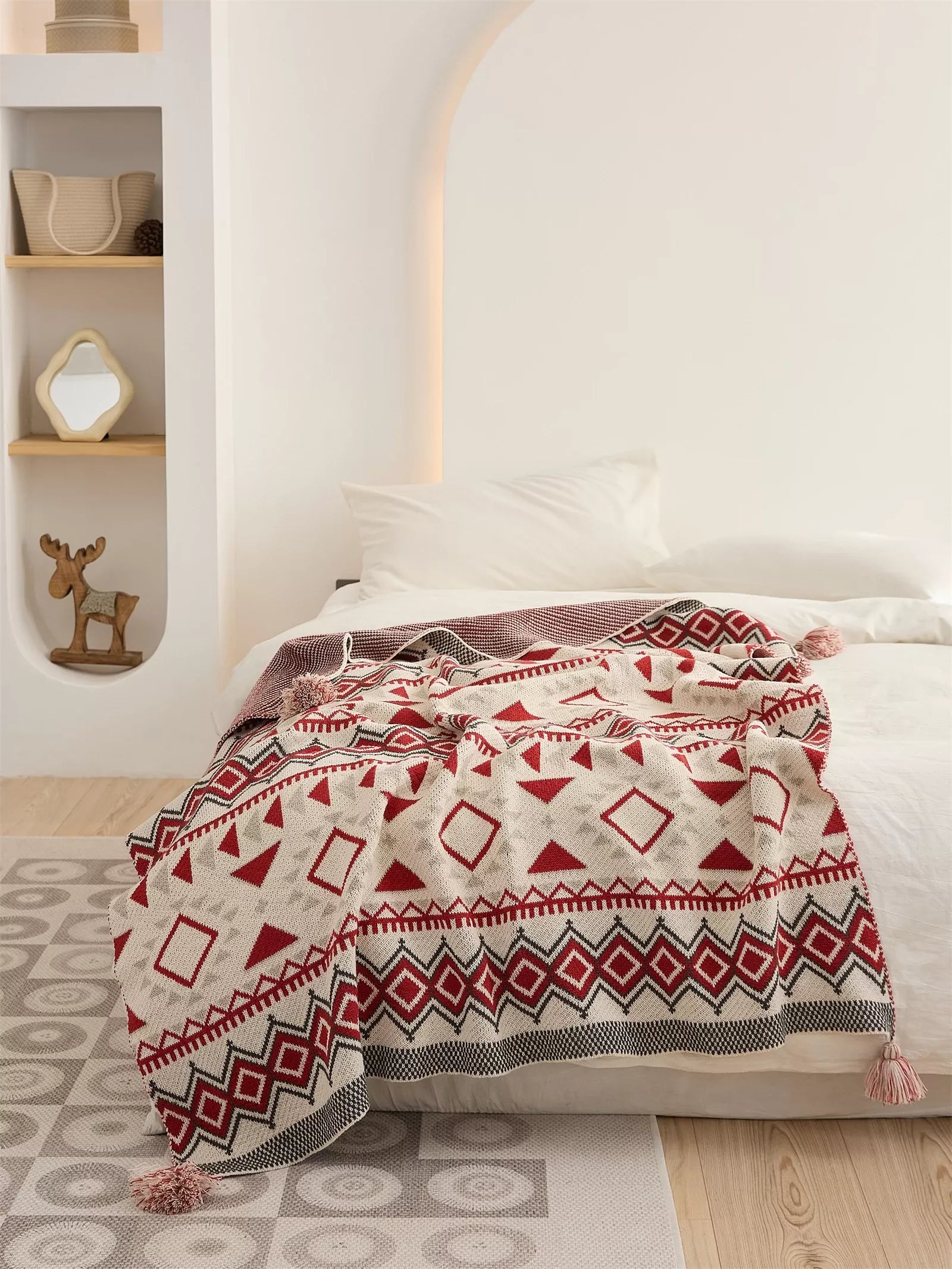 Bohemian Geometric Knitted Blanket