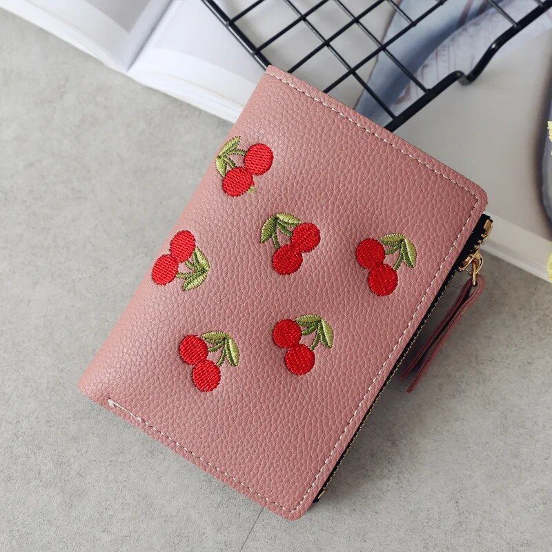 Chic Mini Wallet with Fruits Embroidery