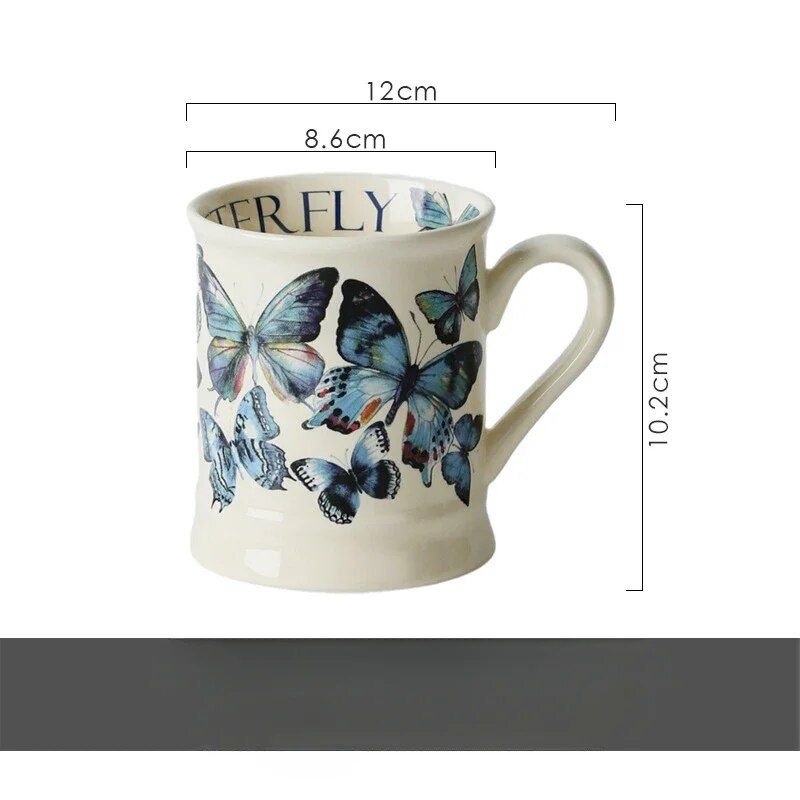 Chic Handgrip Ceramic Mug - Prairie Style, Floral Elegance for Office & Restaurant