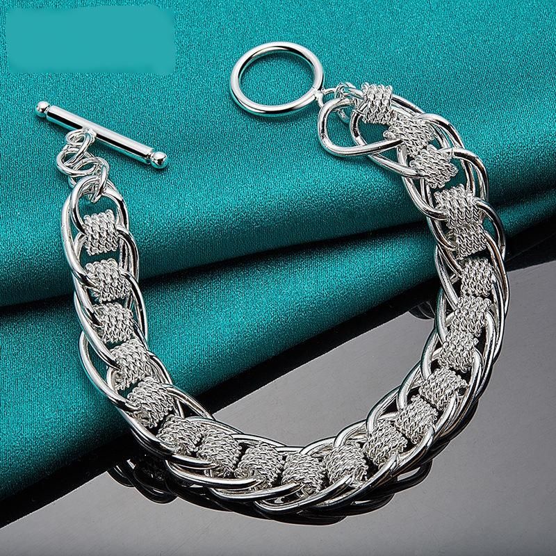 Elegant 925 Sterling Silver Circle Charm Chain Bracelet - Unisex, Classic Design for Special Occasions