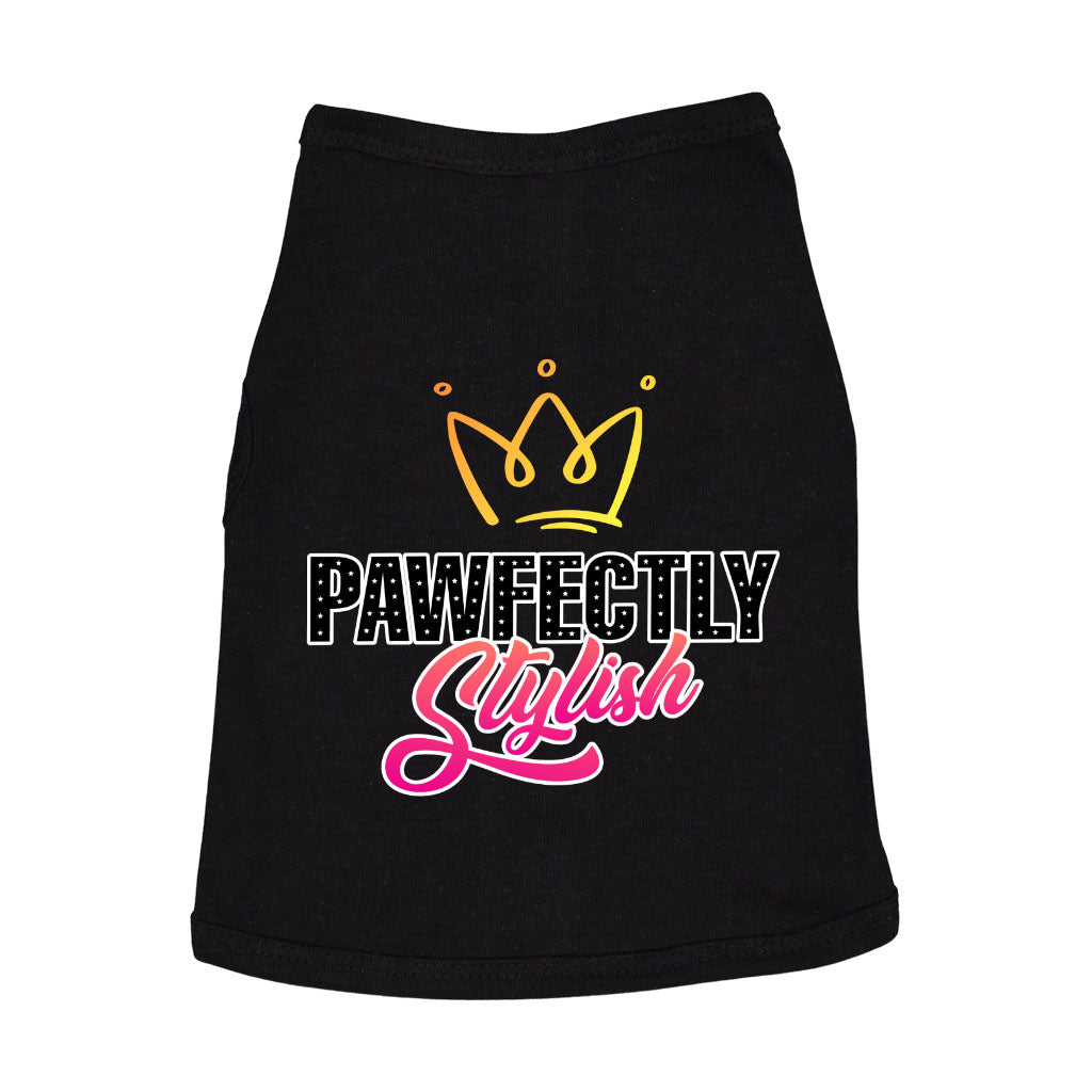 Pawfectly Stylish Dog Sleeveless Shirt - Crown Dog Shirt - Printed Dog Clothing