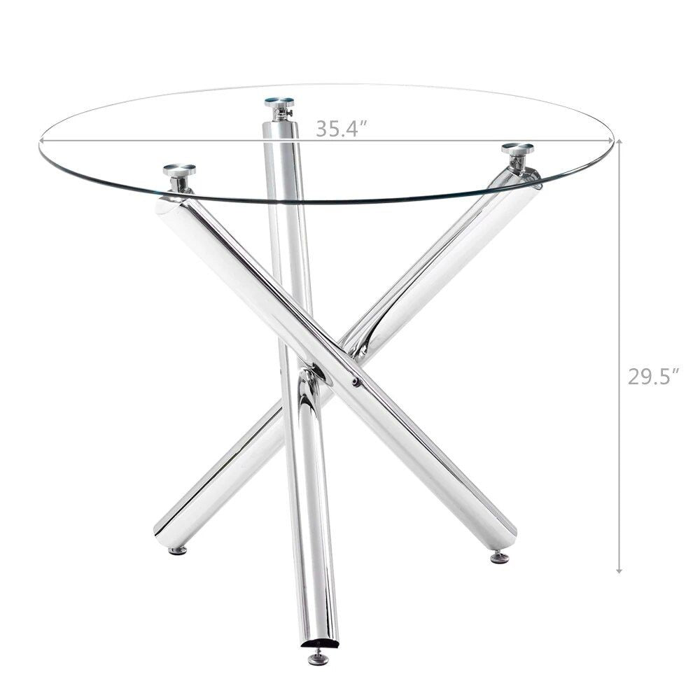 Elegant Round Glass Dining Table with Cross Leg Design