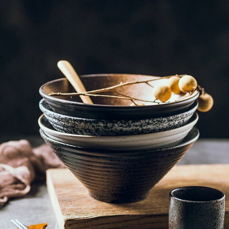 Japanese Porcelain Ramen & Noodle Bowl - Eco-Friendly, Large Ceramic Serving Dish