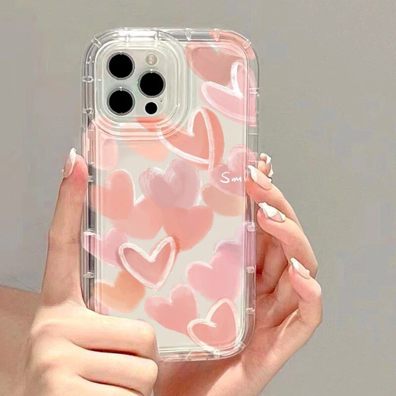 Love Heart Transparent Phone Case for Various Samsung Models