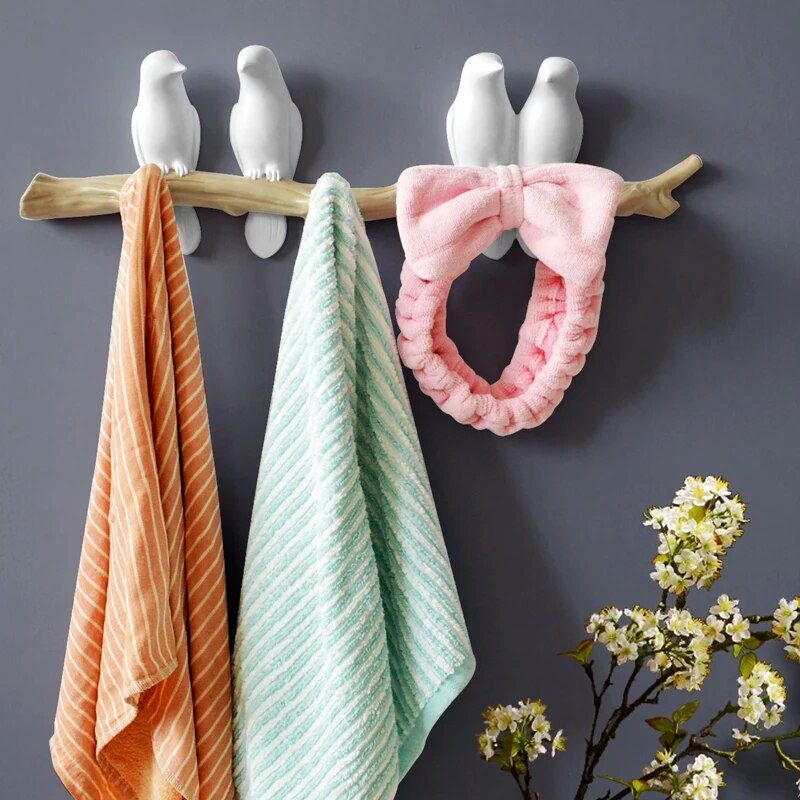 Charming Resin Bird Wall Hanger - Decorative Key, Towel, and Clothes Hook