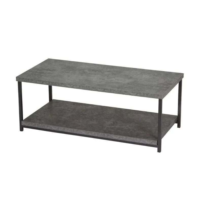 Modern Slate Grey Coffee Table with Storage Shelf