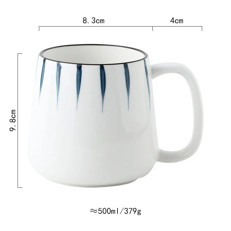 Hand-Painted Japanese Ceramic Mug - 500ml Large Porcelain Coffee & Tea Cup