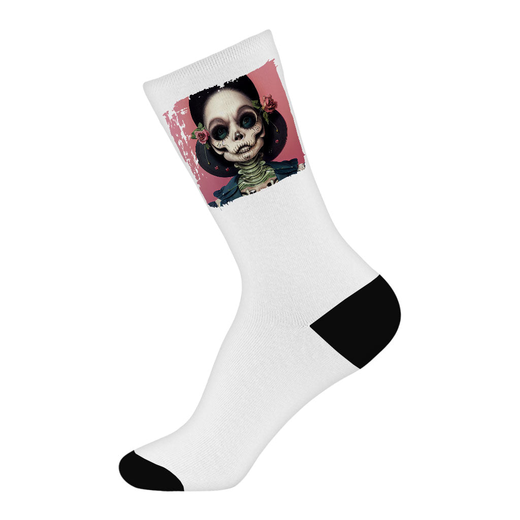 3D Skull Socks - Skeleton Novelty Socks - Halloween Themed Crew Socks