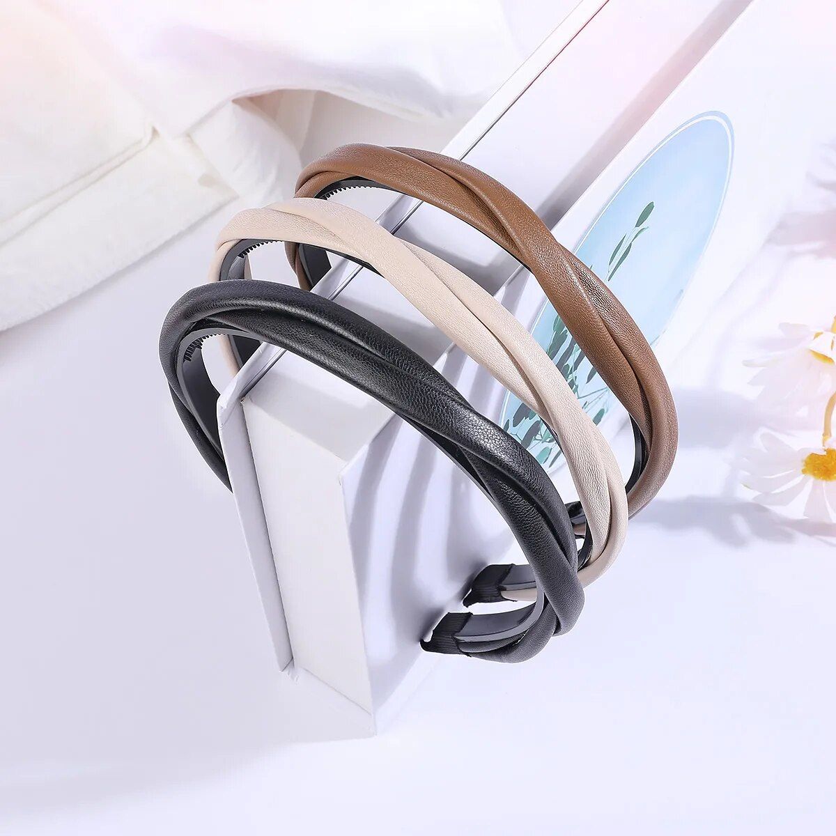 Elegant PU Leather Braided Headband