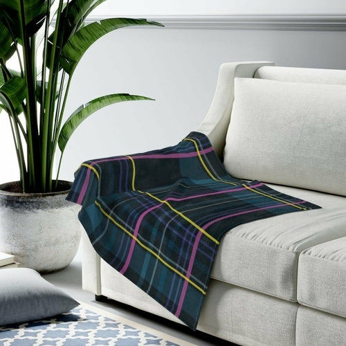 Blue Plaid Plush Throw - 3 Sizes