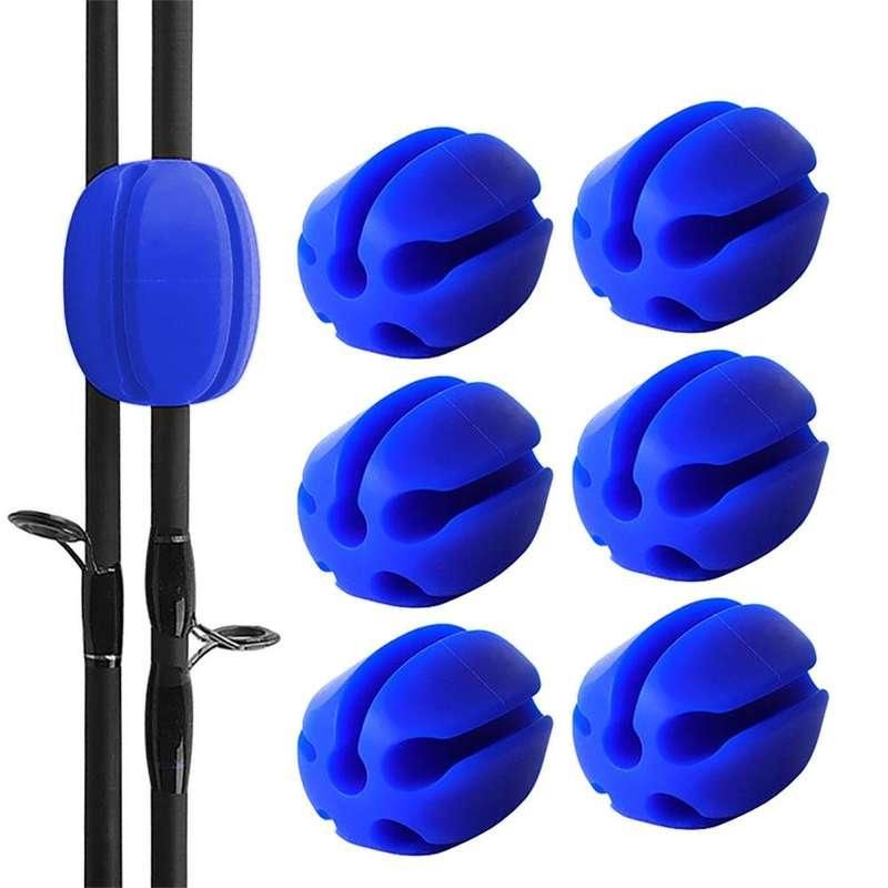 Multi-Size Silicone Fishing Rod Holder Straps - 6 Piece Set