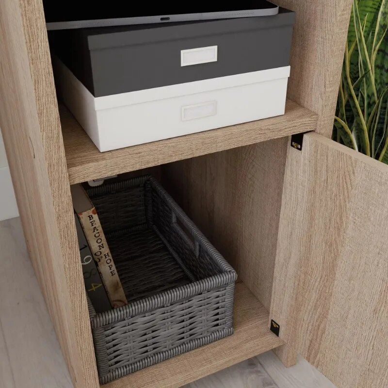 Versatile Summer Oak Computer Desk with Adjustable Storage