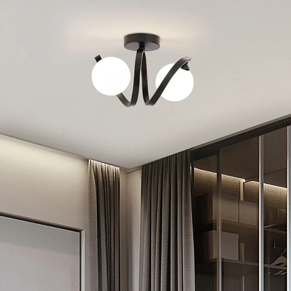 Elegant Modern Ceiling Lamp - Black and Gold Glass Lighting Fixture