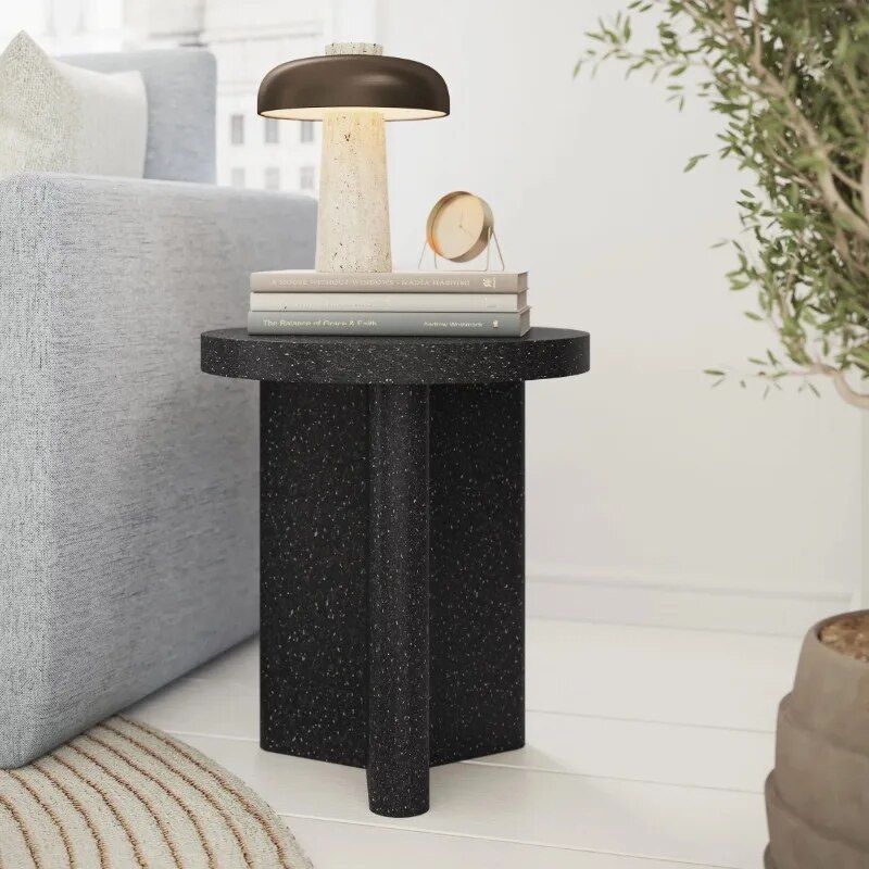 Elegant Speckled Marble Round Side Table