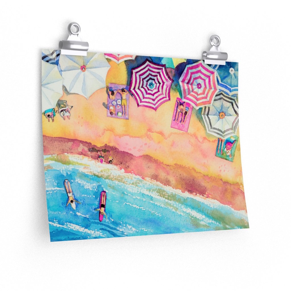 Colorful Day at the Beach Premium Matte horizontal posters