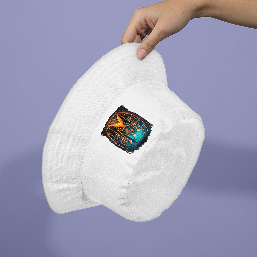 Skeleton Bucket Hat - Creepy Hat - Printed Bucket Hat