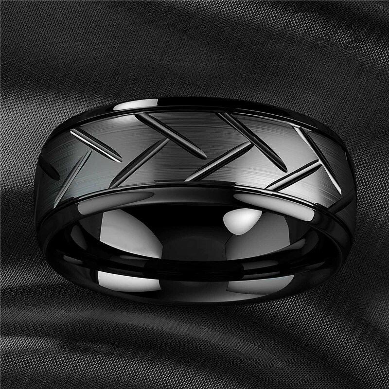 Modern Black Titanium Stainless Steel Wedding Band for Men and Women