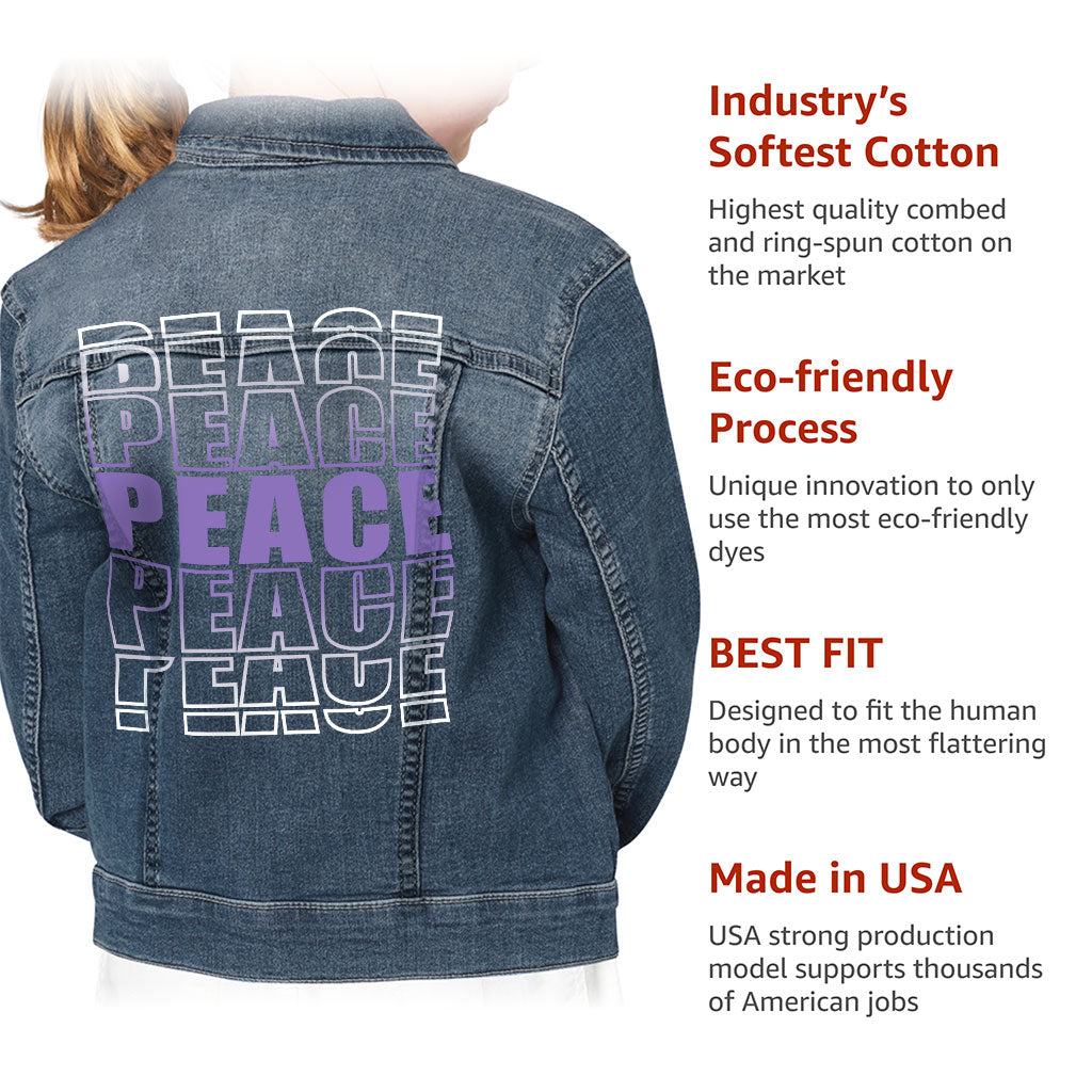 Peace Kids' Denim Jacket - Trendy Jean Jacket - Graphic Denim Jacket for Kids