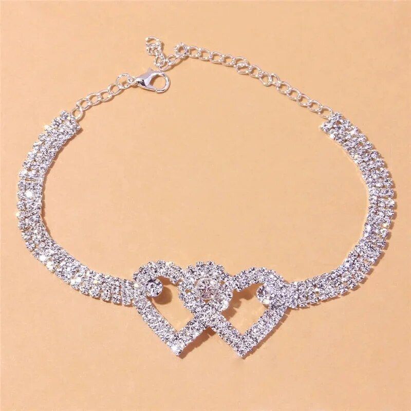 Trendy Heart-Shaped Cubic Zirconia Anklet