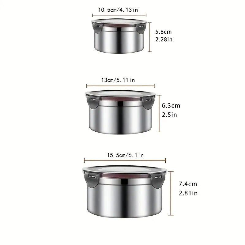 Eco-Friendly Stainless Steel Lunch Box Set - 3pcs Leakproof Food Storage Containers