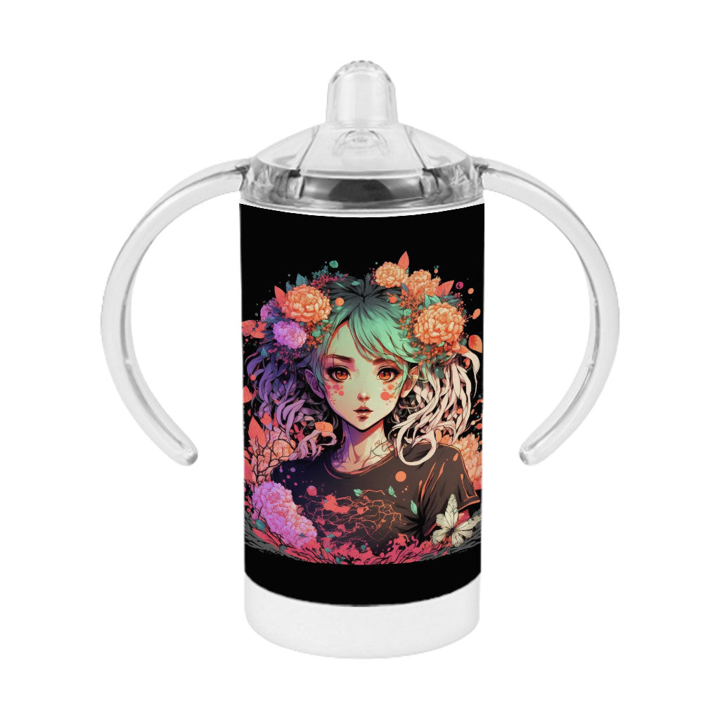 Anime Design Sippy Cup - Floral Baby Sippy Cup - Cute Sippy Cup