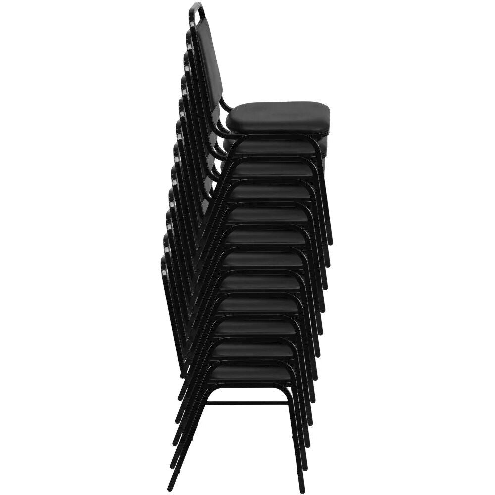 Elegant Black Vinyl Trapezoidal Banquet Chair - High Capacity, Stackable & Versatile