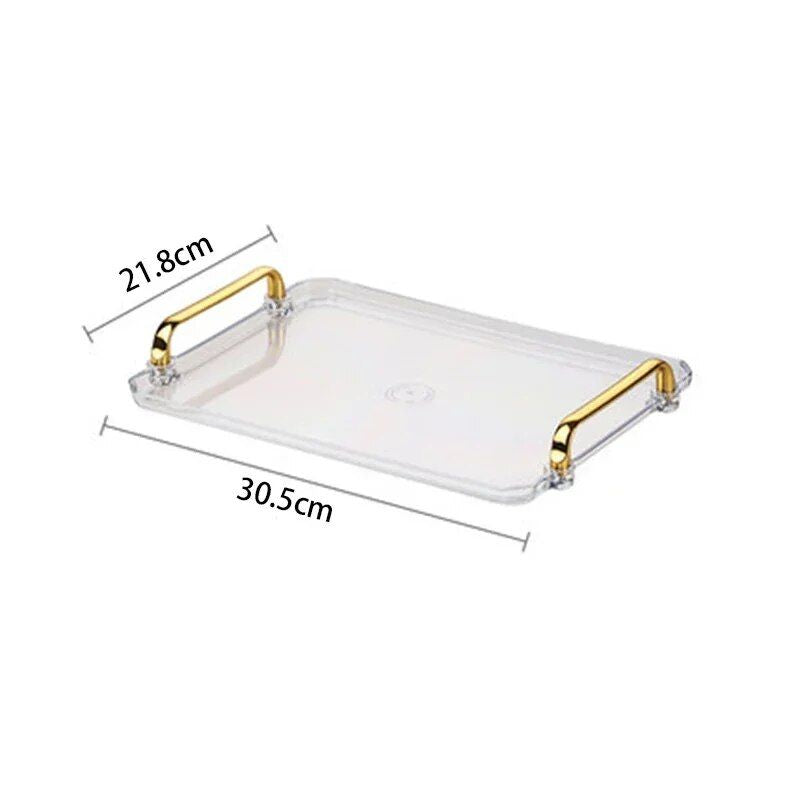 Elegant Acrylic Gold-Plated Serving Tray – Versatile and Eco-Friendly Household Accessory