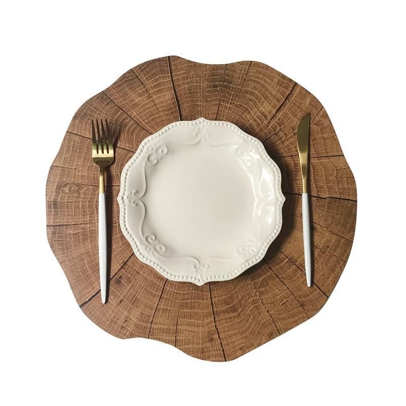 Round Wood Grain Placemat - Non-Slip, Heat Insulating Dining Table Mat