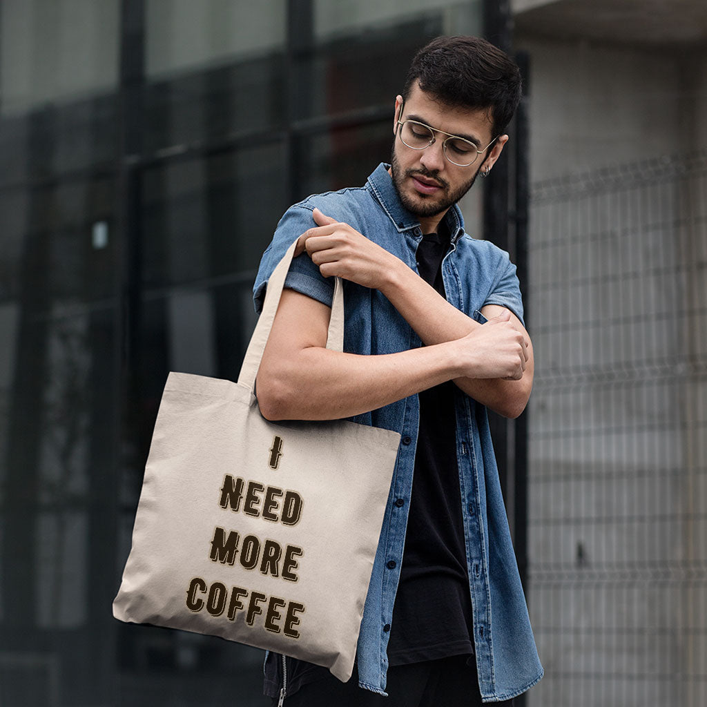 Coffee Themed Small Tote Bag - Cute Quote Shopping Bag - Cool Trendy Tote Bag