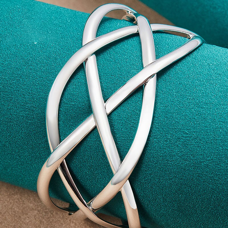 Elegant Sterling Silver Geometric Cuff Bracelet for Special Occasions