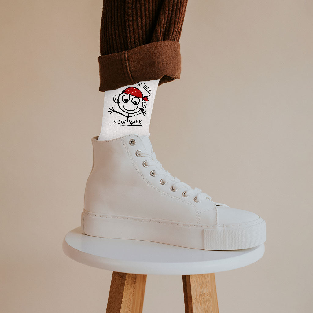 Funny New York Socks - Themed Novelty Socks - Graphic Crew Socks