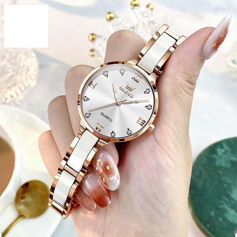 Elegant Women's Luxury Fashion Watch with Diamond Inlay, Waterproof & Luminous Quartz Wristwatch