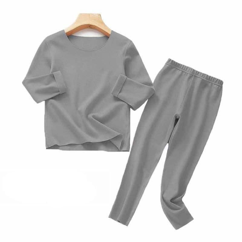 Cozy Kids' Velvet Thermal Underwear Set - Self-Heating, Elastic, Unisex for Winter Comfort