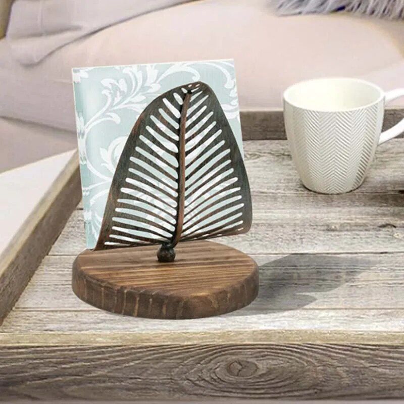 Elegant Metal Leaf Napkin Holder - Decorative Tabletop Accessory for Home and Hospitality