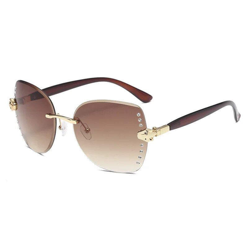 Elegant Oversized Rimless Diamond Sunglasses - Sexy Square Sunnies for Women