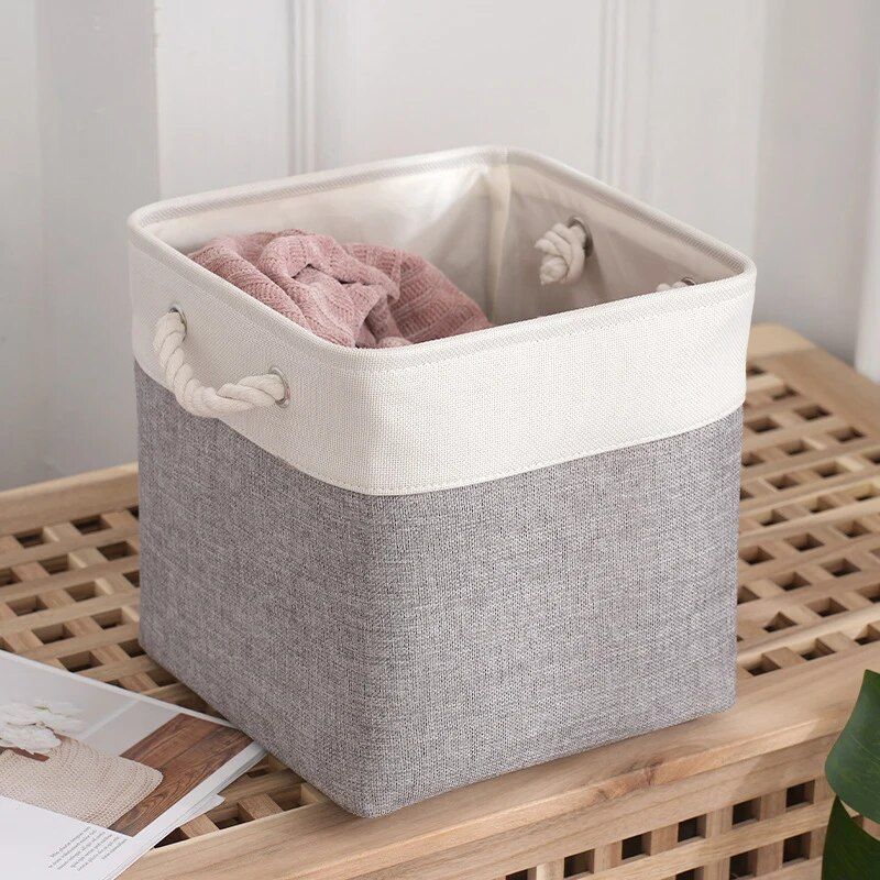 Versatile Large Linen Fabric Storage Basket: Space-Saving, Stylish, and Durable