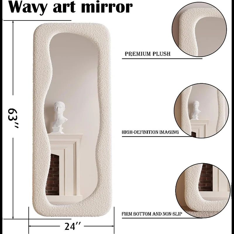 Wavy Arched Full-Length Mirror 63"x24"