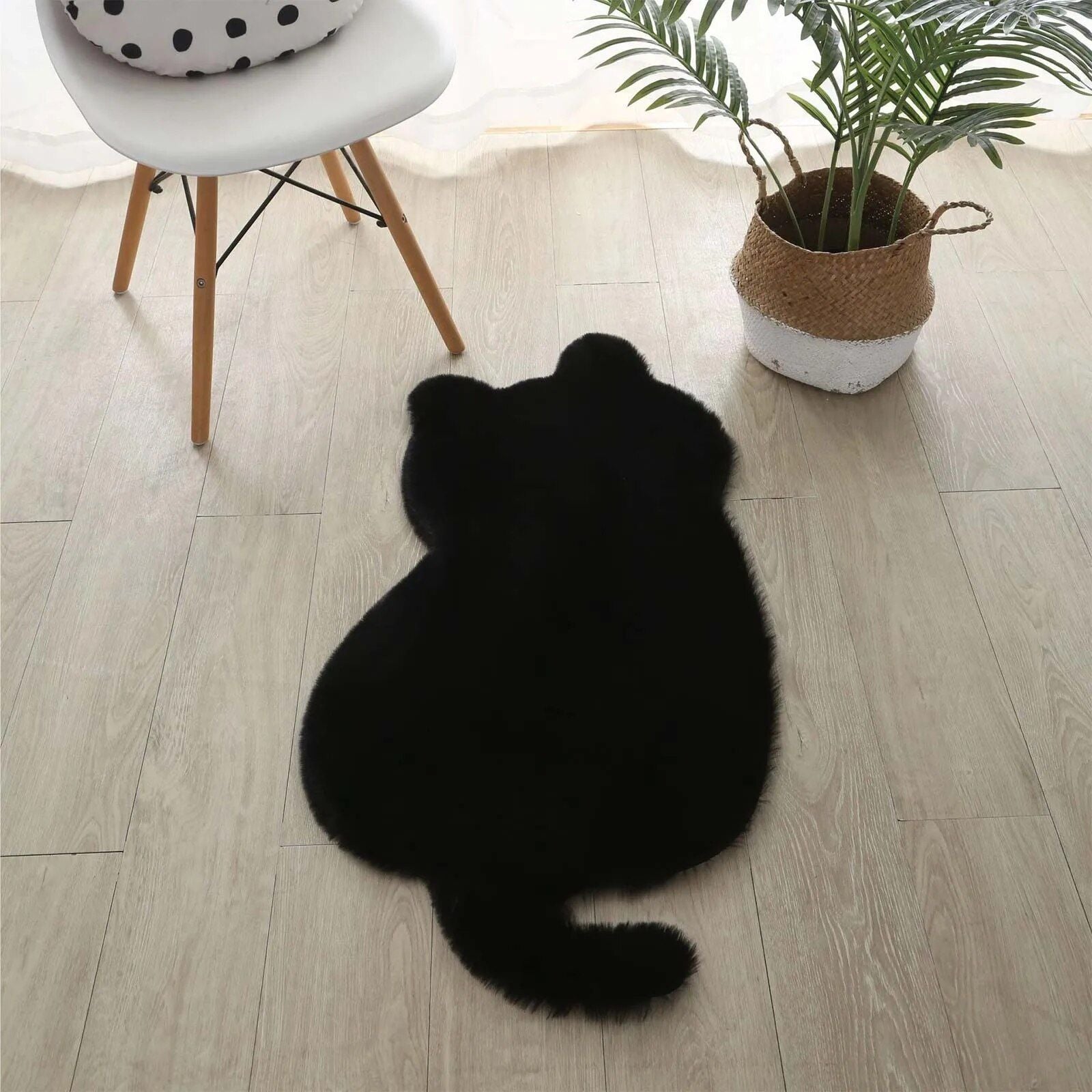 Funny Cute Cat Shape Rug Simulated Rabbit Hair Plush Carpet