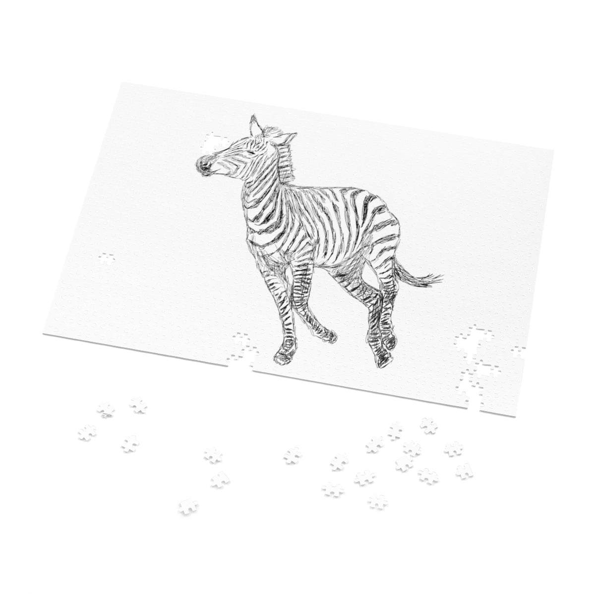 Home Decor, Puzzle Print for Children or Adults, Galloping Zebra Line