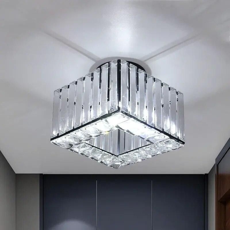 Elegant Gold and Black Crystal LED Ceiling Light – Modern Flush Mount Chandelier for Home Décor