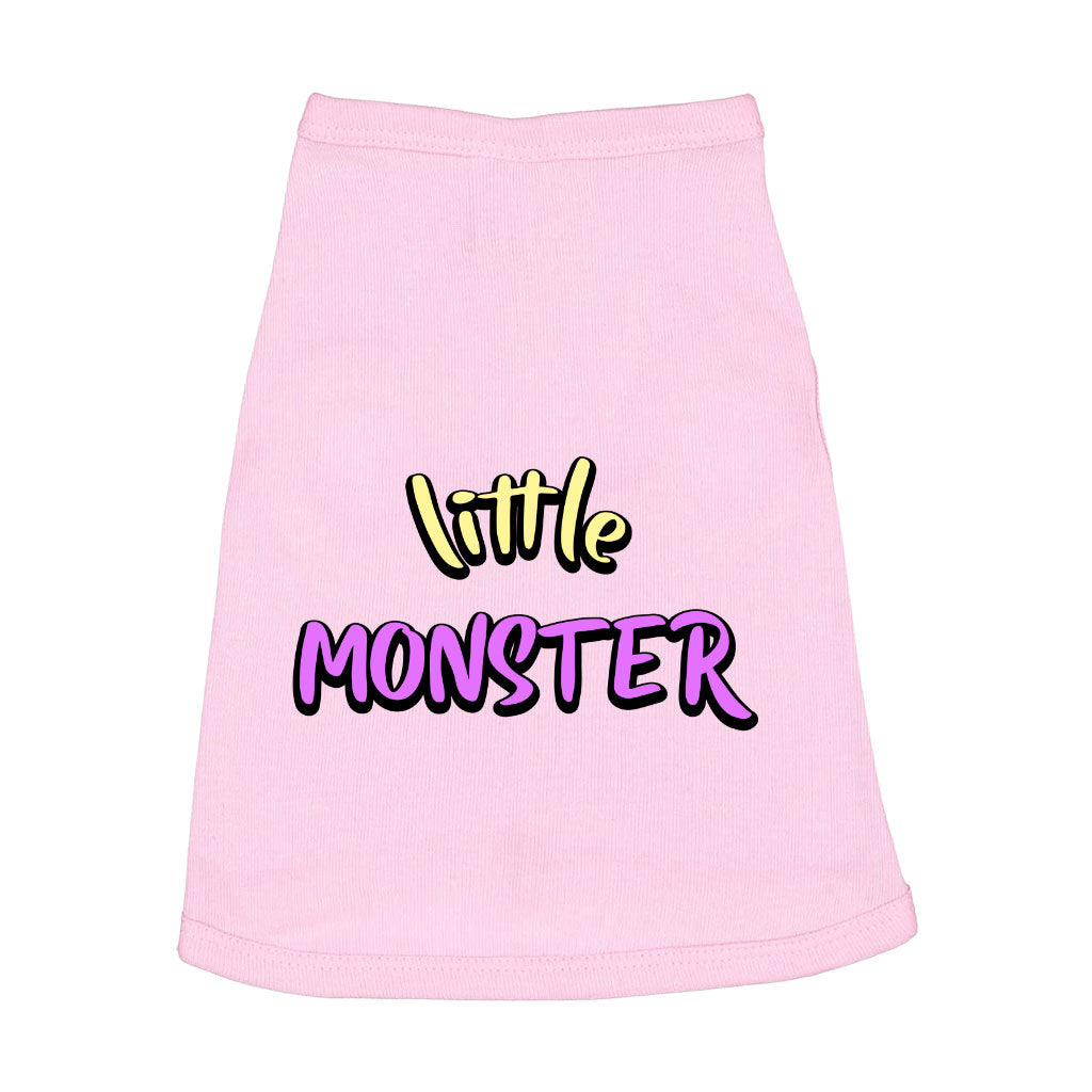 Little Monster Dog Sleeveless Shirt - Unique Dog Shirt - Word Print Dog Clothing