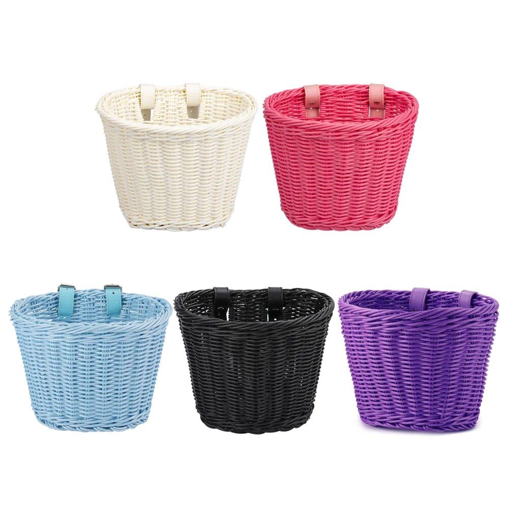 Handwoven PE Rattan Bicycle Basket