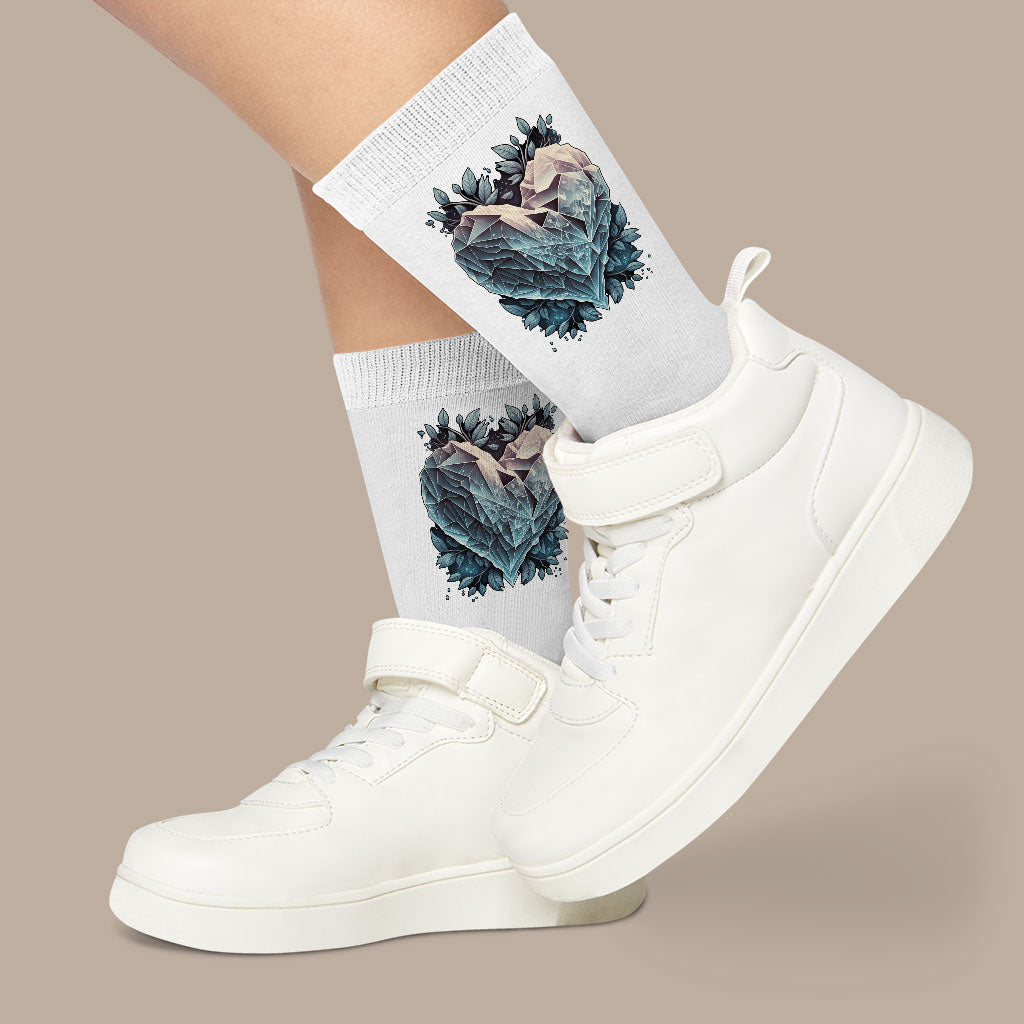 Beautiful Art Socks - Heart Novelty Socks - Snow Crew Socks