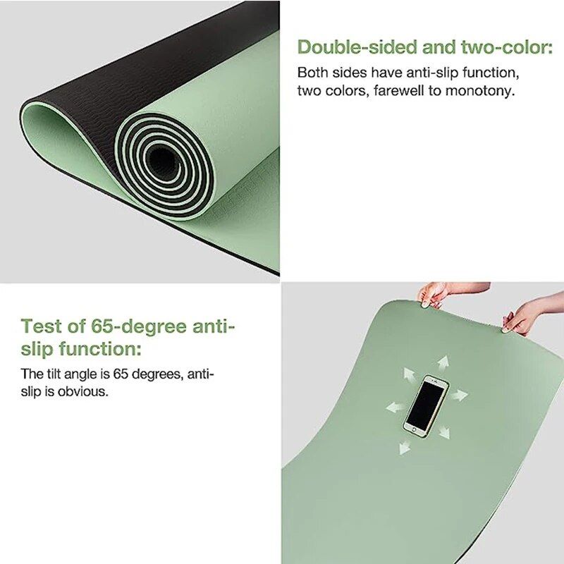 Premium Two-Tone TPE Yoga Mat: Non-Slip, Eco-Friendly, Extra Thick for Home Fitness